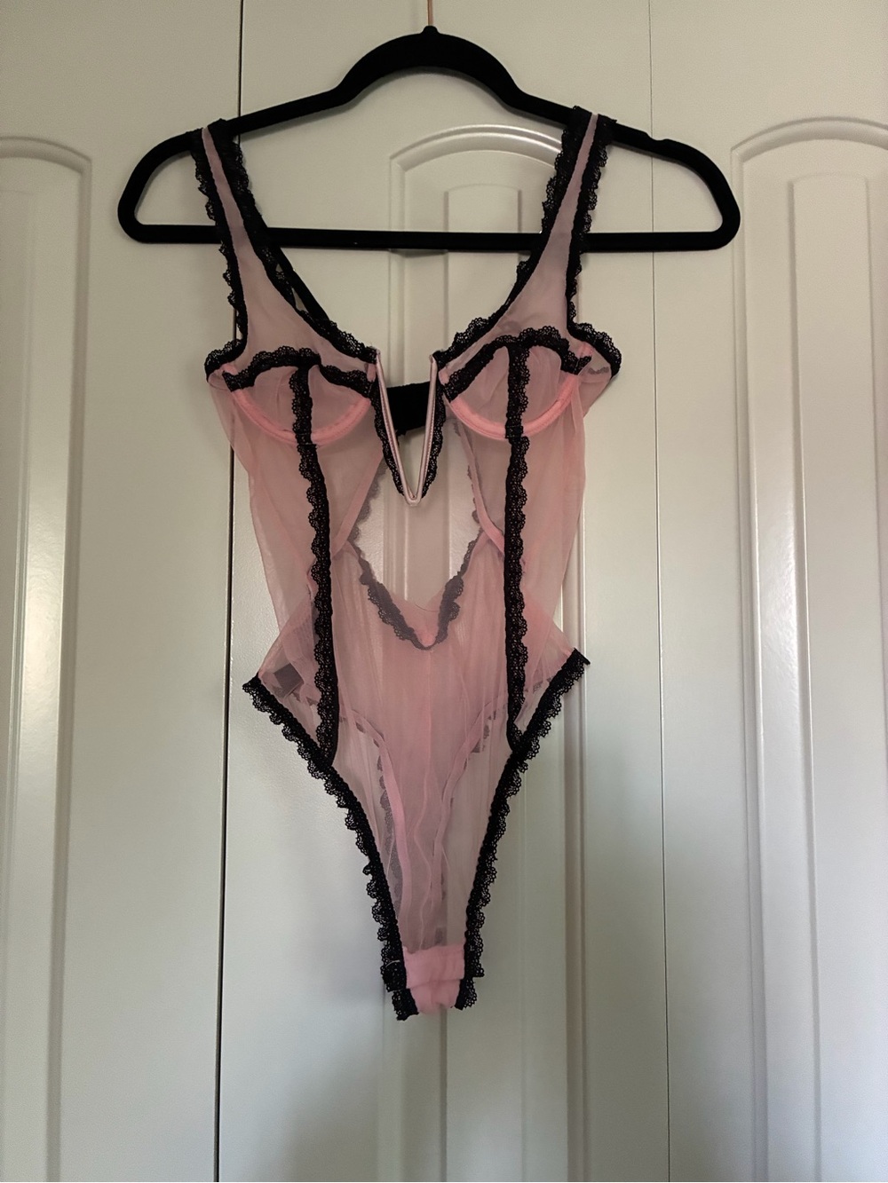 ASOS Pink Bra with Black Lace Trim